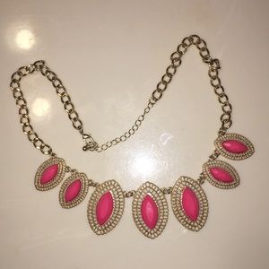 Bright pink stone gold necklace